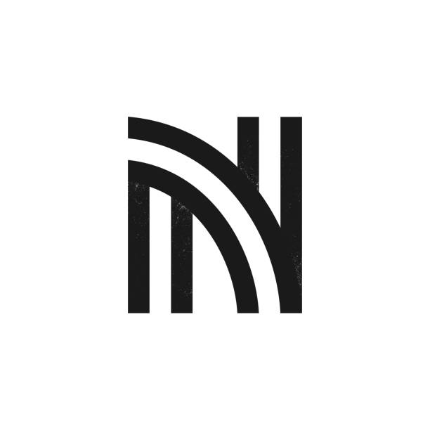 logo n litery utworzone przez dwie równoległe linie z teksturą szumu. - letter n obrazy stock illustrations