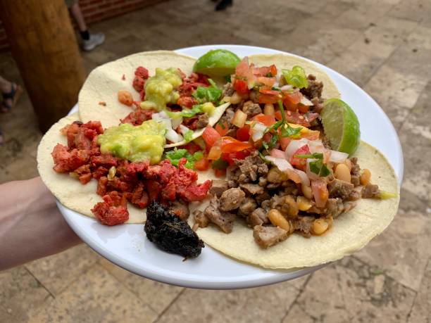 istock Mexican cornmeal tacos with meat and guacamole 1201525731