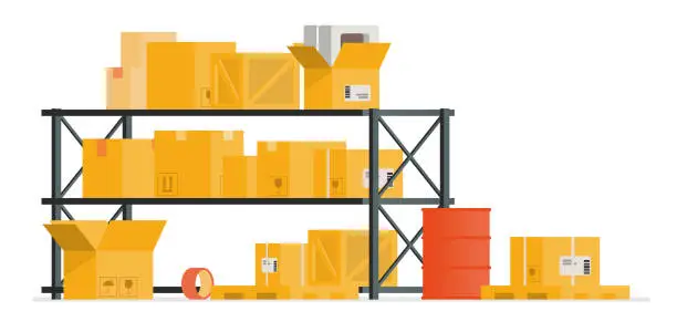 Vector illustration of warehouse shelves