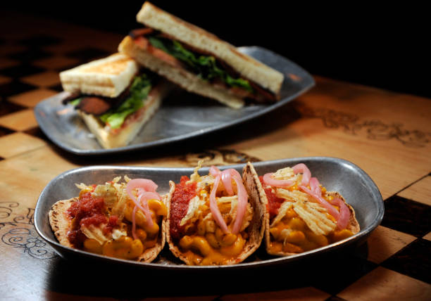 istock Mac n Cheese Tacos with Vegan BLT Begins 1201525877