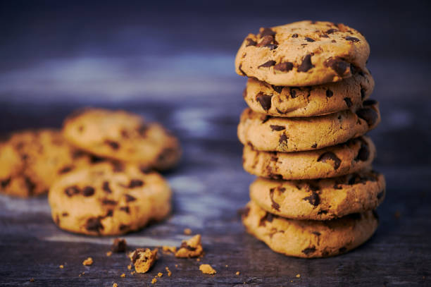 istock stack of chocolate cookies on wooden background 1201528465