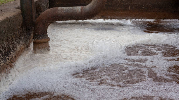 active wastewater bubbling - secondary action imagens e fotografias de stock