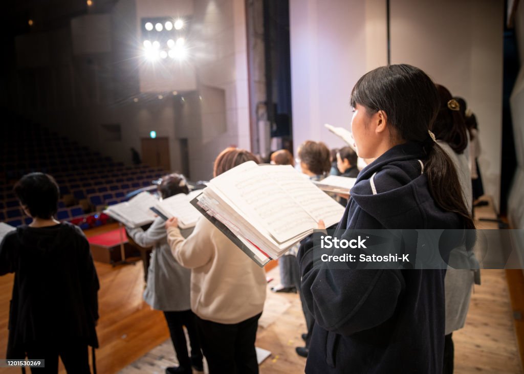 Rehearsal of women's chorus concert Choir Stock Photo