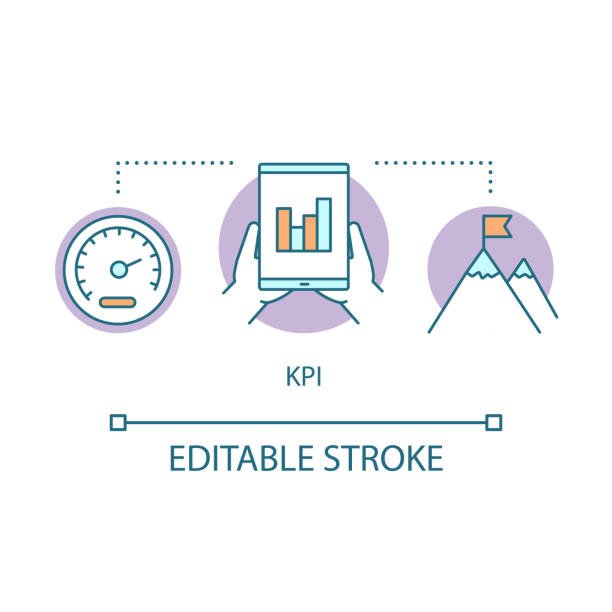 KPI concept icon. Key Performance Indicator idea thin line illustration. Progress indicators. Performance measurement. Goals achieving. Vector isolated outline drawing. Editable stroke KPI concept icon. Key Performance Indicator idea thin line illustration. Progress indicators. Performance measurement. Goals achieving. Vector isolated outline drawing. Editable stroke linear-measurement stock illustrations