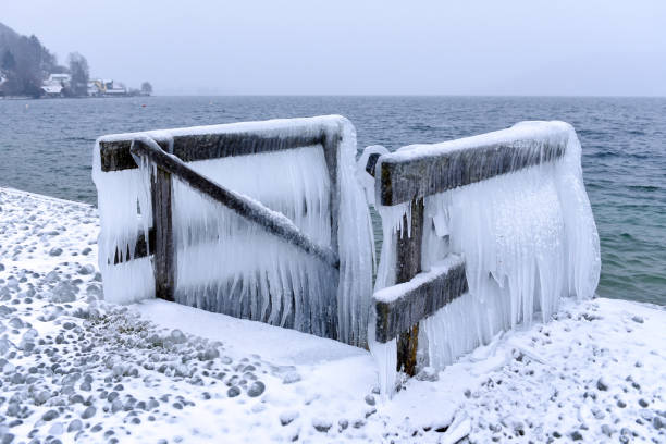 istock Iced objects on the shore of Lake Attersee (Austria) 1201534173