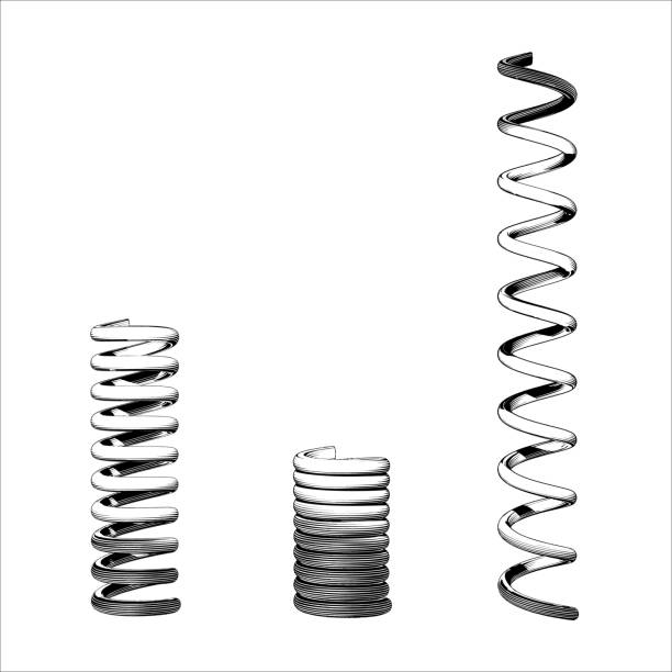 白bg上で分離された彫刻の描画圧縮スプリング - springs spiral flexibility metal点のイラスト素材／クリップアート素材／マンガ素材／アイコン素材