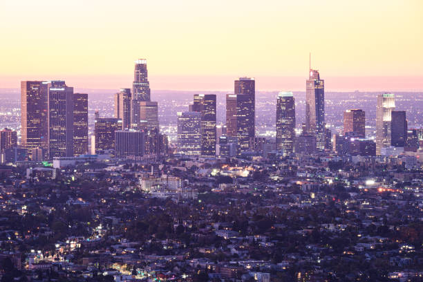 istock Downtown Los Angeles skyline at sunrise 1201540623