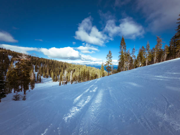 Ski slope in Lake Tahoe on a sunny day