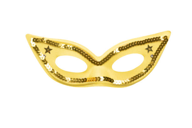 istock Yellow carnival mask with golden beads 1201541878