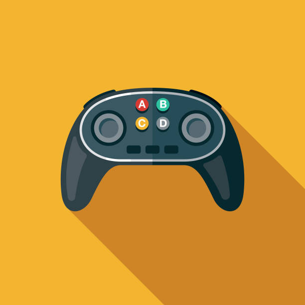 Esports Gaming Controller Icon A flat design Esports icon with a long shadow. File is built in the CMYK color space for optimal printing. Color swatches are global so it’s easy to change colors across the document. handheld video game stock illustrations