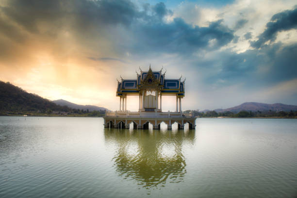 istock Buddhist temple on a lake 1201550223