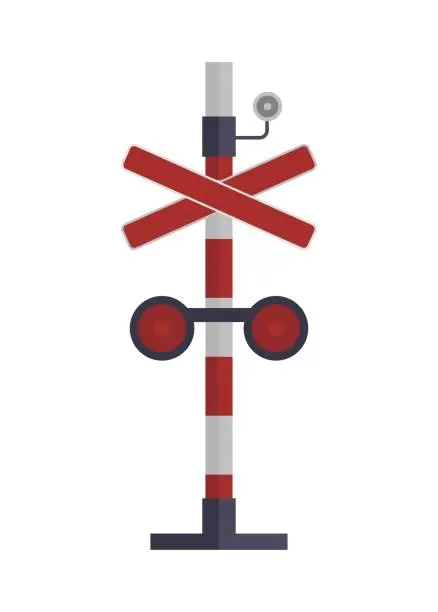 Vector illustration of Railroad crossing sign. Simple flat illustration.