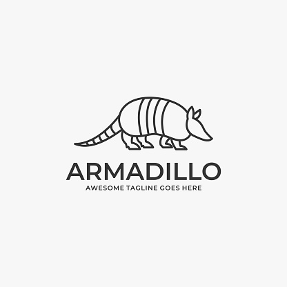 Vector Illustration Armadillo Walking Line Art.