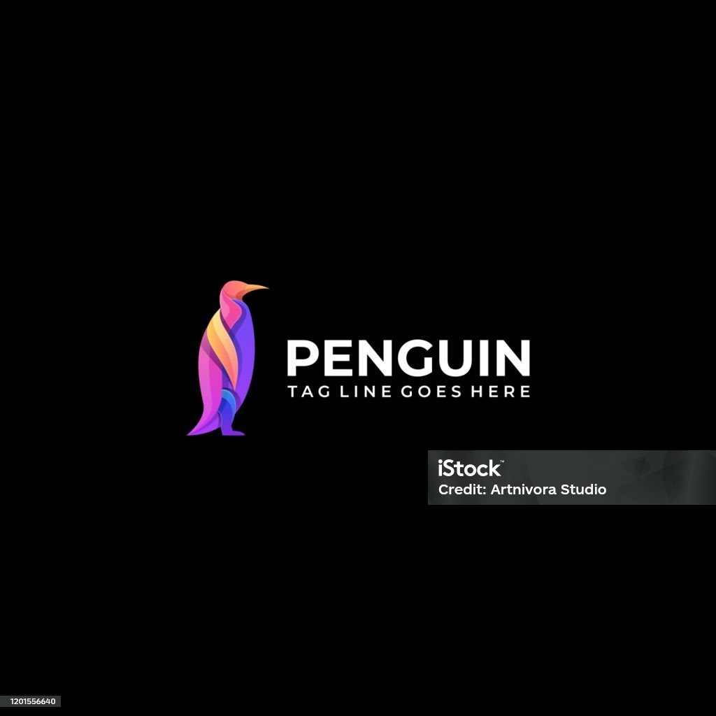 Penguin Stack Vector Vector Illustration Penguin Stands Gradient Colorful Stock Illustration ...