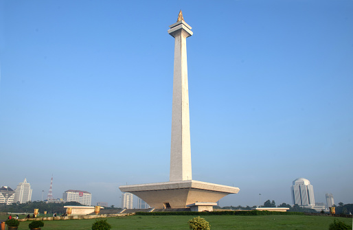 A sunny morning at the Monas monument in Jakarta, Indonesia