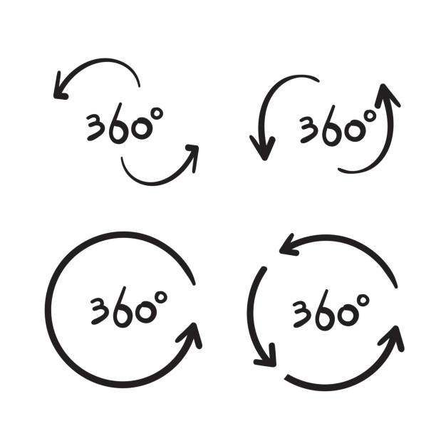 hand drawn 360 Degree View Related Vector Icons design template doodle style hand drawn 360 Degree View Related Vector Icons design template doodle style arrowslit stock illustrations