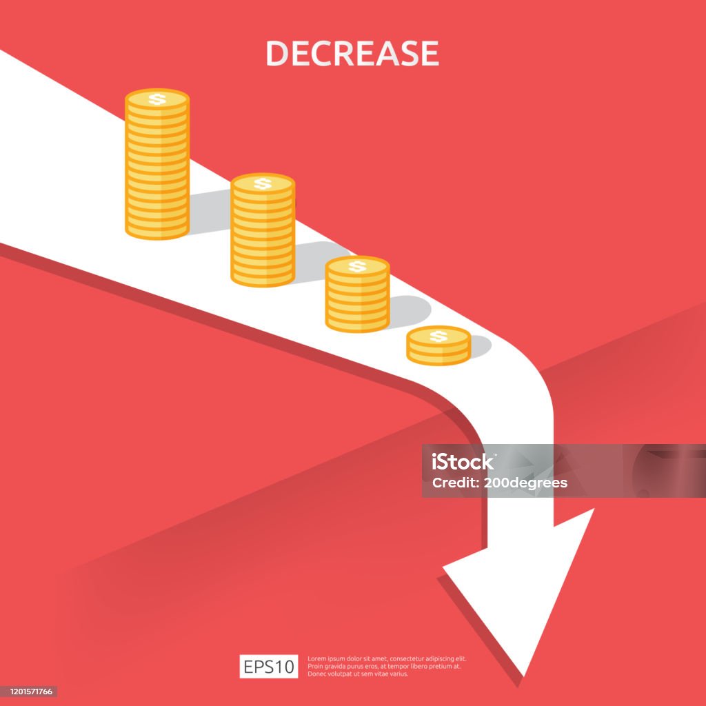 Business Finance Crisis Concept Money Fall Down Symbol Arrow Decrease ...