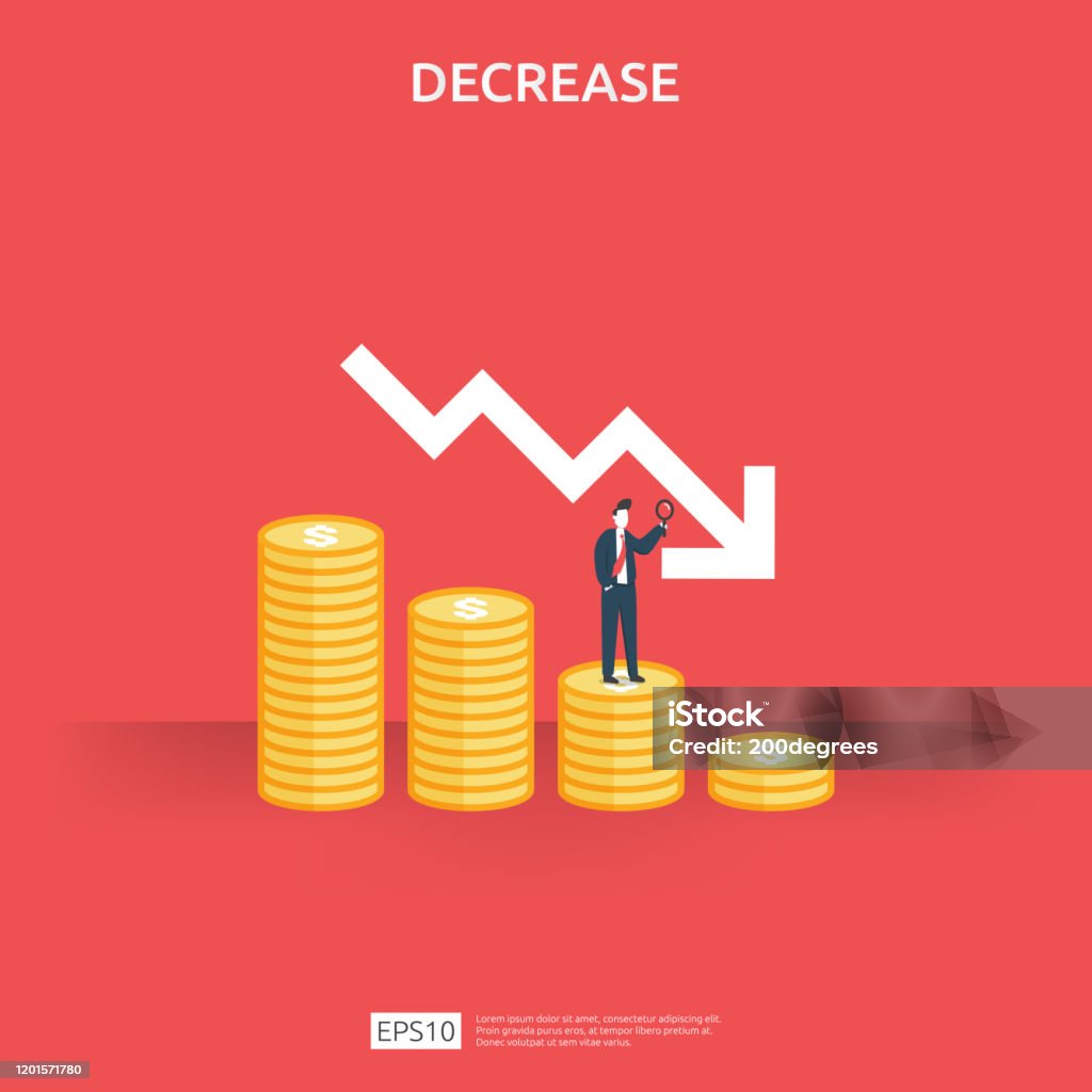 Business Finance Crisis Concept Money Fall Down Symbol Arrow Decrease ...