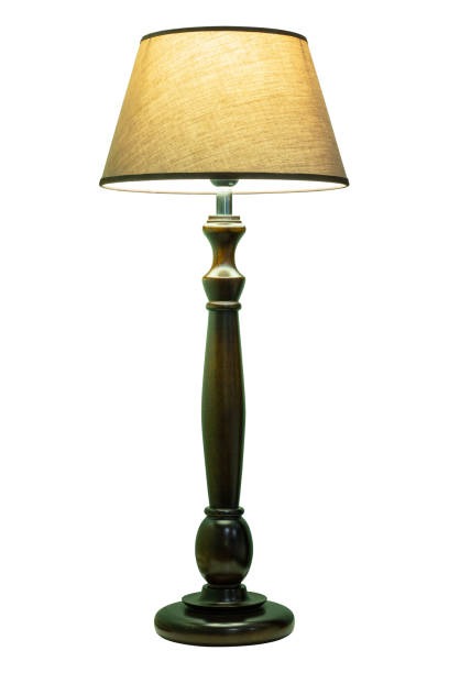 tischlampe isoliert auf weißem hintergrund - floor lamp lamp lamp shade contemporary stock-fotos und bilder