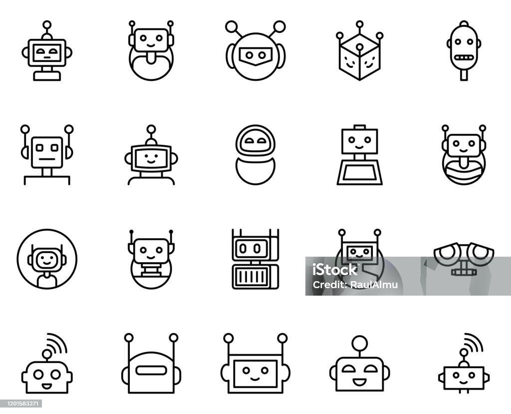 Bot-Symbolsatz - Lizenzfrei Computer Vektorgrafik