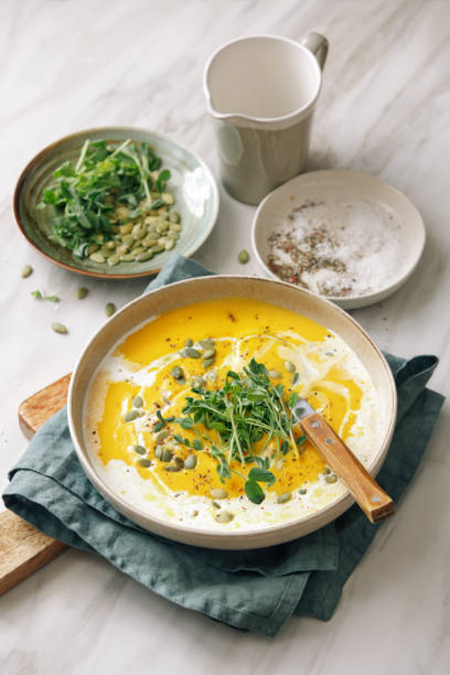 istock Vegan Creamy Roasted Pumpkin Soup 1201585660