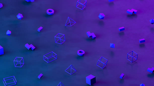 Abstract 3D Render Primitives Geometric Shapes Isometric Background