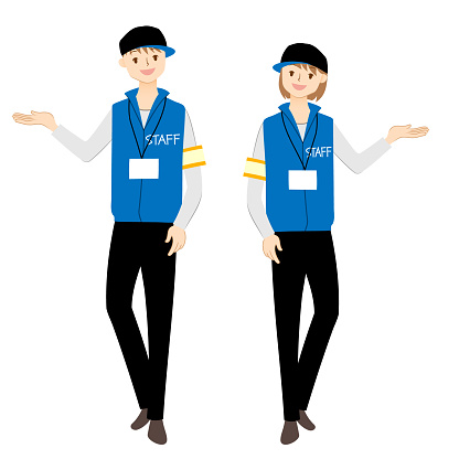 Illustration of man and woman of the event staff
