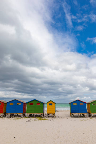 istock Colourful Huts on the Beach at Muizenberg, South Africa 1201590865