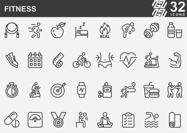 Fitness Line Icons Fitness Line Icons exercise class icon stock illustrations