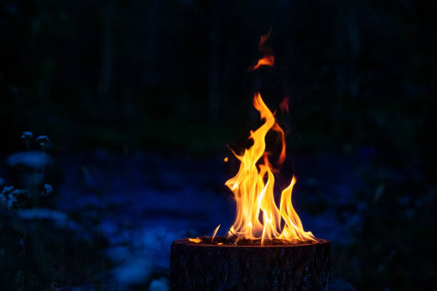istock Campfire in the summer night, the river on the background 1201592001