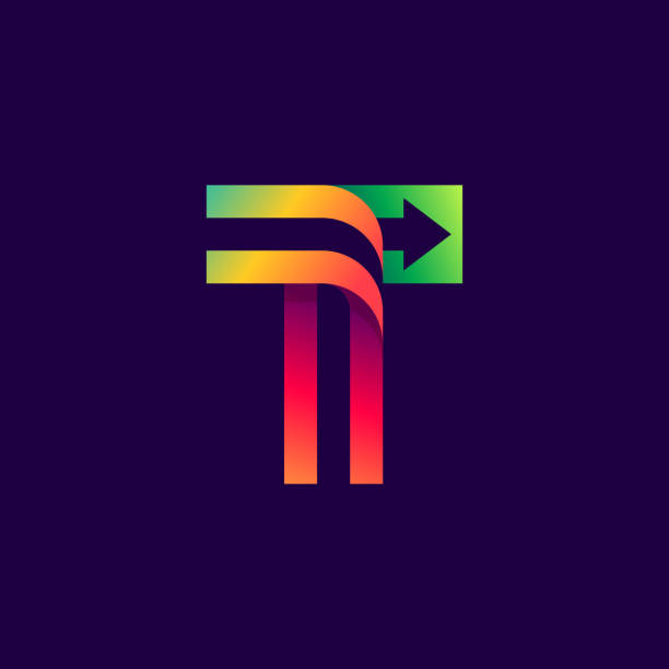 logo písmene t se šipkou uvnitř. - písmeno t stock ilustrace