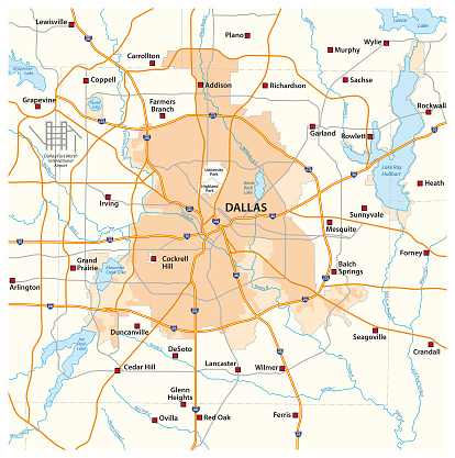 overview and street map of texas city dallas