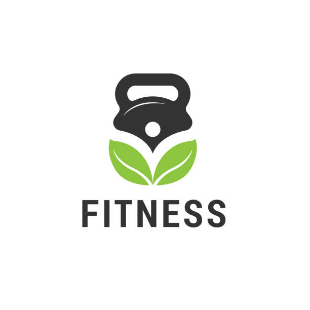 Leaf with barbell logo vector design for gym and fitness Leaf with barbell logo vector design for gym and fitness barbel stock illustrations