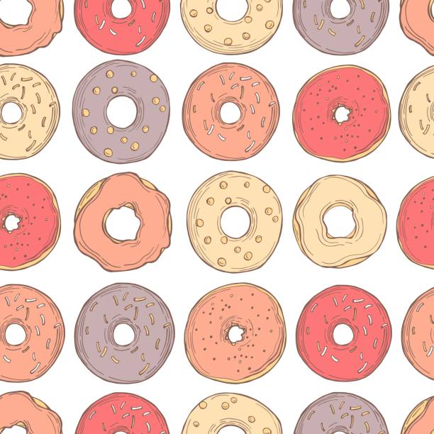 手描きドーナツ。ベクトルパターン - donut点のイラスト素材／クリップアート素材／マンガ素材／アイコン素材