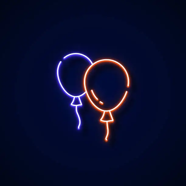 Vector illustration of Balloon icon Neon Style, Design Elements