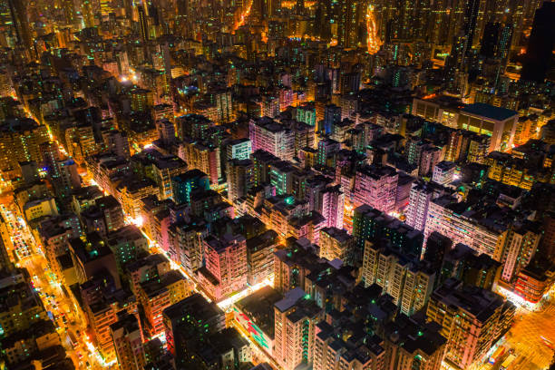 istock Drone view of intersection in Hong Kong Downtown. 1201604081