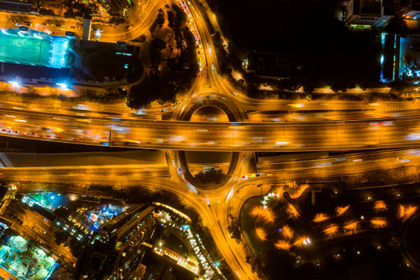 istock Drone view of intersection in Hong Kong Downtown. 1201604121