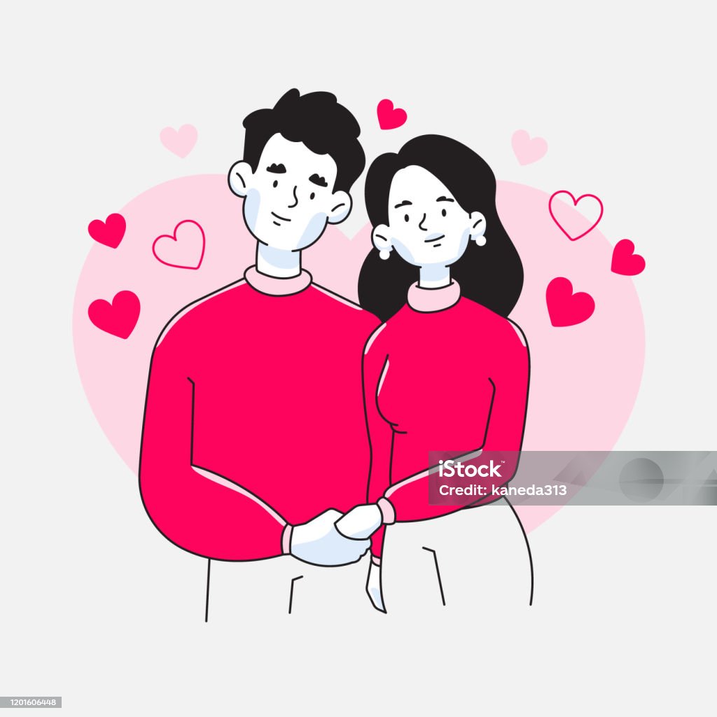 Couple Standing Together Man Or Husband And Girl Or Wife Holding Hands Of  Each Other Valentines Day Vector Illustration Stock Illustration - Download  Image Now - iStock