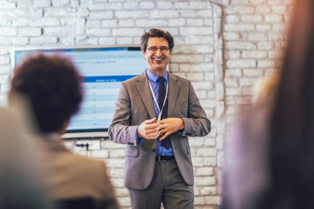 istock Speaker giving a talk in conference hall at business event. 1201607160