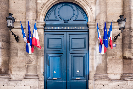 French Senate monument entrance in Paris, France