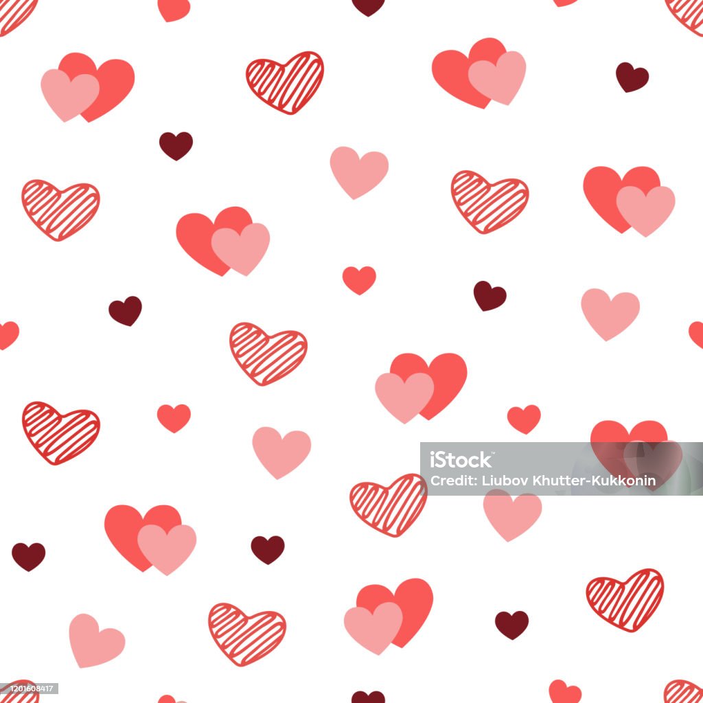 Heart Texture On White Background Hand Drawn Hearts Seamless Pattern  Valentines Day Wrapping Paper Bright Doodle Heart Confetti Romantic  Wallpaper Design With Symbol Of Love Vector Illustration Stock Illustration  - Download Image