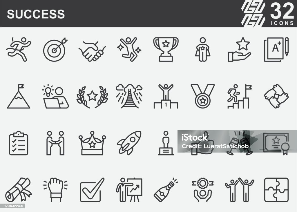 Success Line Icons Icon stock vector