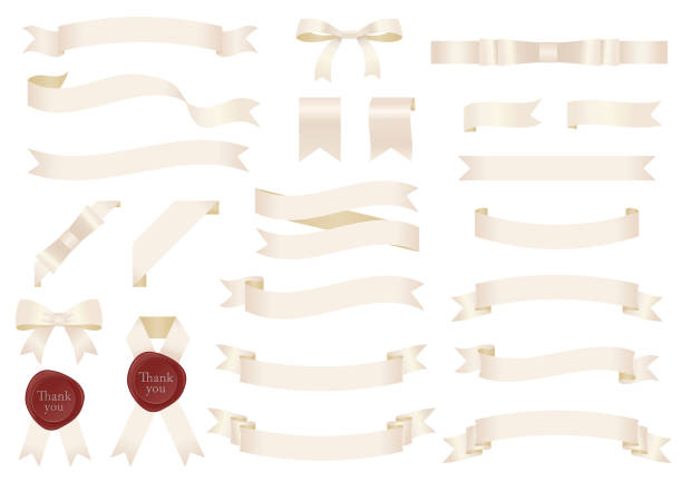 illustrations, cliparts, dessins animés et icônes de ensemble de bannières de vecteur de ruban brillant - white background gift christmas wrapping paper