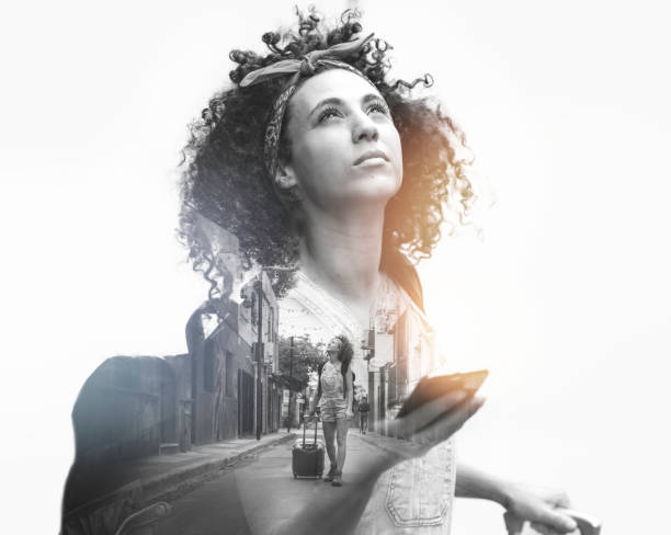 istock Traveling young woman with smart phone concept 1201613020
