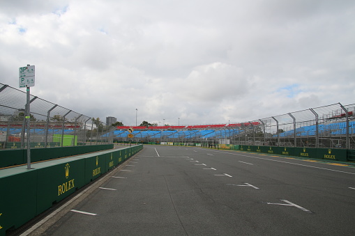 Australia, Victoria, Melbourne: - 04/05/2017 Preparation for Formula 1 in Albert Park, which is otherwise a public street.
