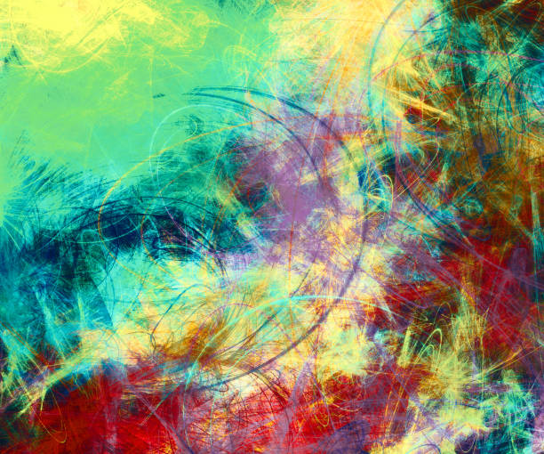 istock Modern drawing texture. Random stains of paint in iridescent colors. Futuristic pattern. Mixed media 2d illustration 1201616937