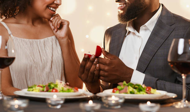 istock Cropped of afro man proposing to his girlfriend 1201620264