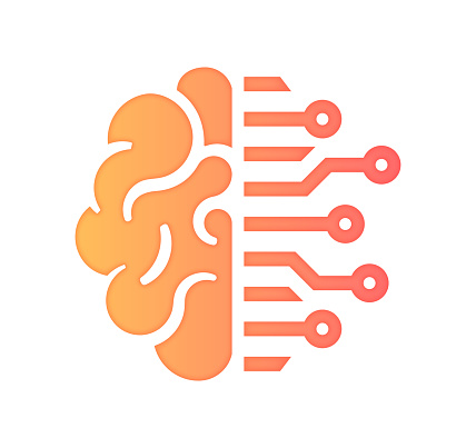 Artifical intelligence and business design with gradient fill painted by path of the icon. Papercut style graphic can also be used as simple vector template for silhouette illustrations.