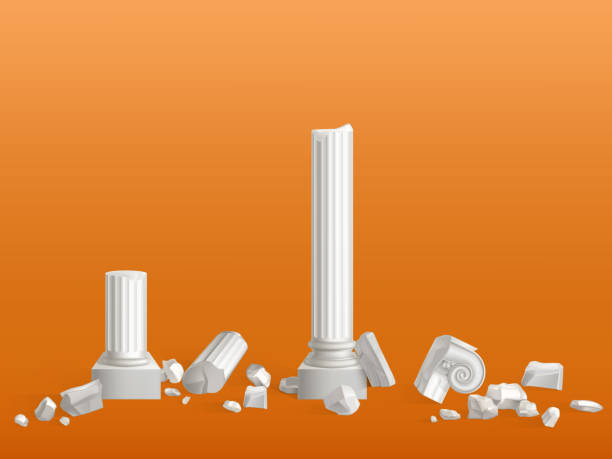 ilustraciones, imágenes clip art, dibujos animados e iconos de stock de roto en piezas antiguos columnas de mármol vector - en ruinas