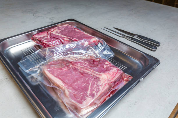 istock High Angle View Of Meat In Tray On Table 1201629336